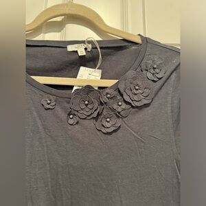 Jcrew J crew grey new with tags medium tissue tee with flowers summer